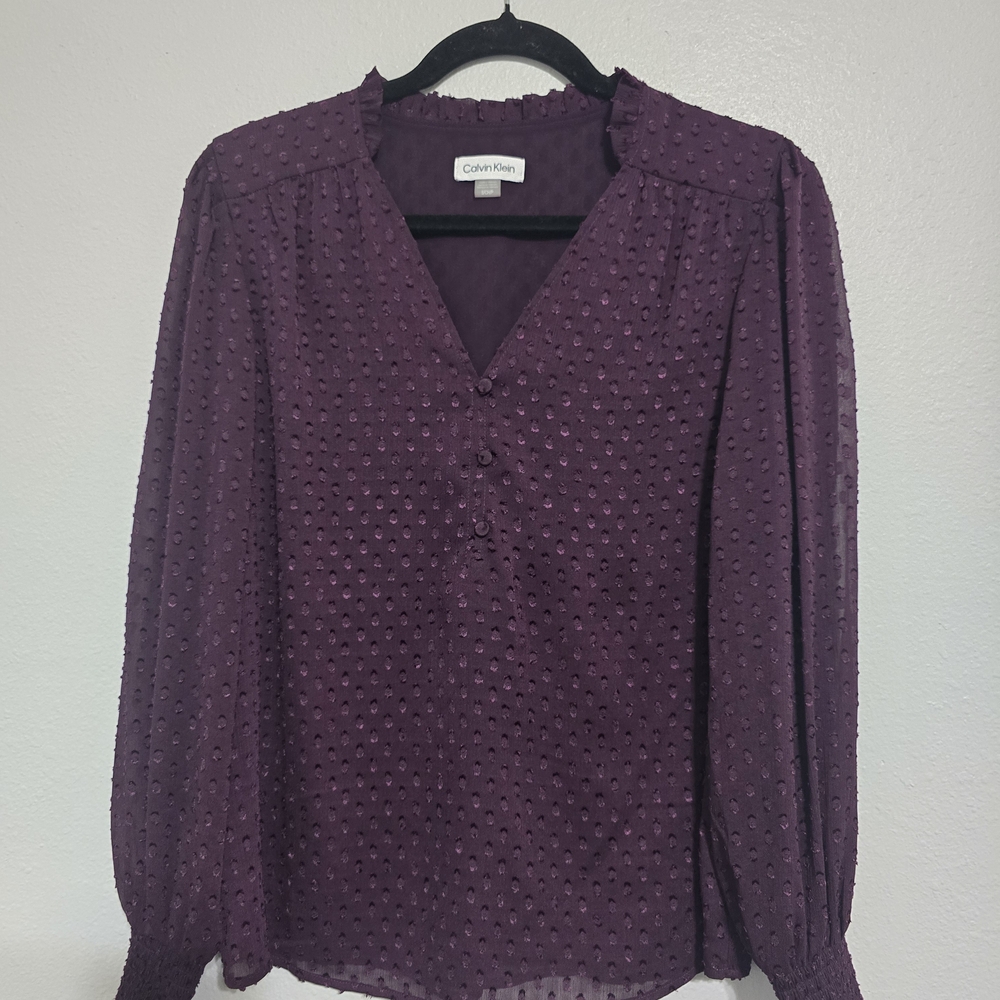 Calvin Klein Women's Purple Textured Top
